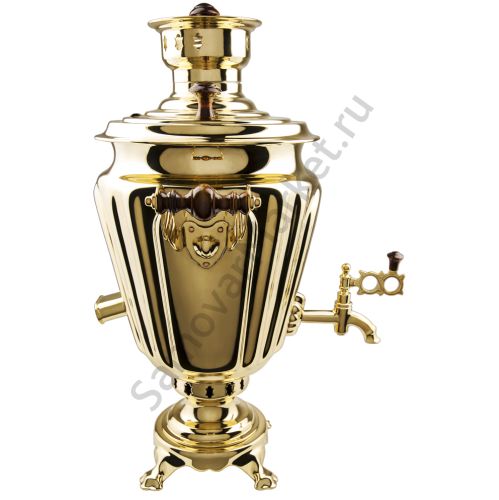 Самовар комбинированный 5 литров формы «Рюмка гранная», золотой, категория «Люкс»