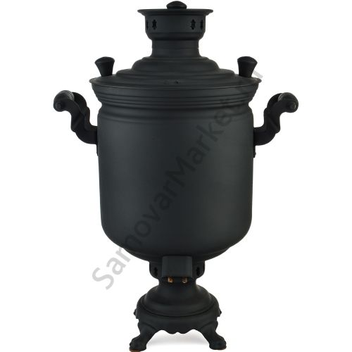 Самовар комбинированный 7 литров формы «Банка с гербом РФ», категория «Эксклюзив», «Графит»