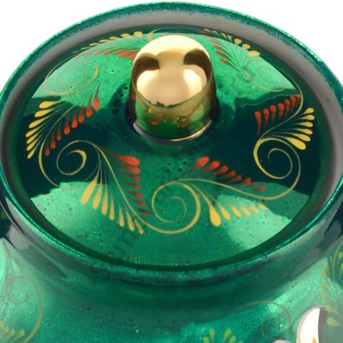 Сахарница с художественной росписью «Кудрина зелёная»