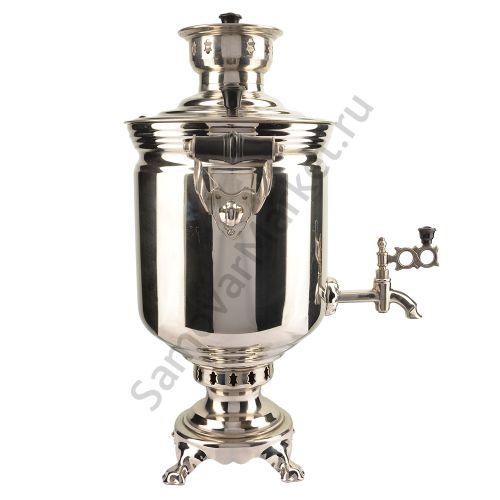 Самовар на дровах 7 литров формы «Банка с вибронакаткой», серебристый, категория «Дачный»