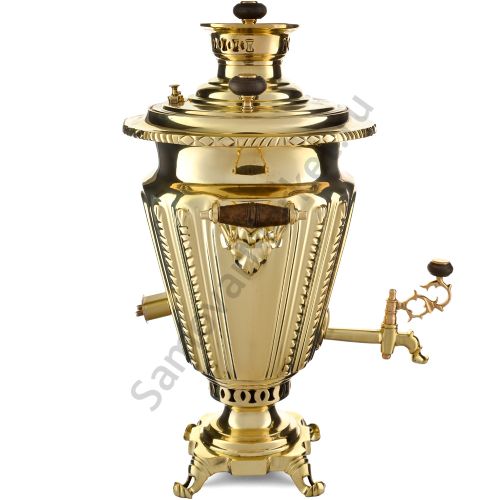Самовар антикварный комбинированный 5,5 литров формы «Рюмка гранная» Баташева, золотой