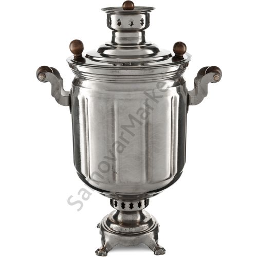 Самовар на дровах 8 литров формы «Банка гранная», серебристый, категория «Дачный»