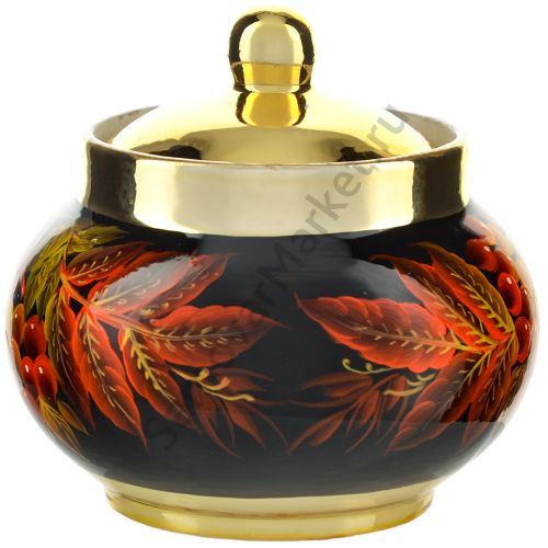 Сахарница с художественной росписью «Осенний виноград в золоте» 