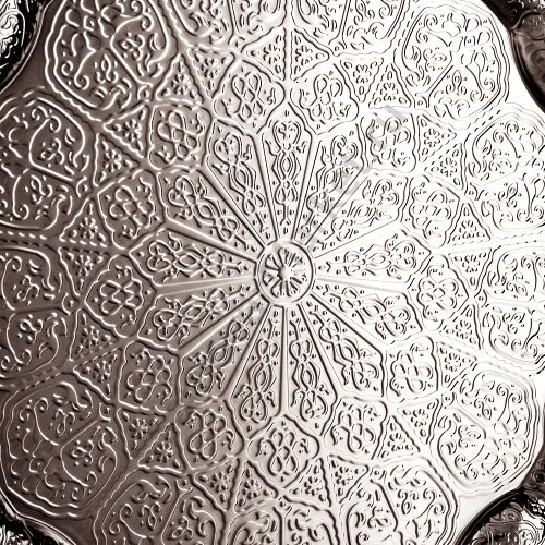 Поднос для самовара круглый, цвета «Патинированной латуни», рельефный