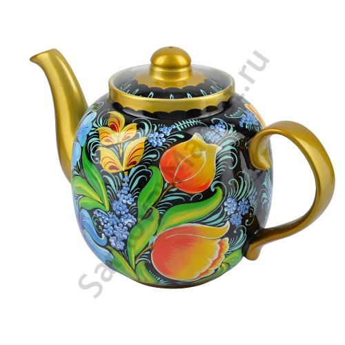 Чайник большой заварочный для самовара с художественной росписью «Букет с сиренью»