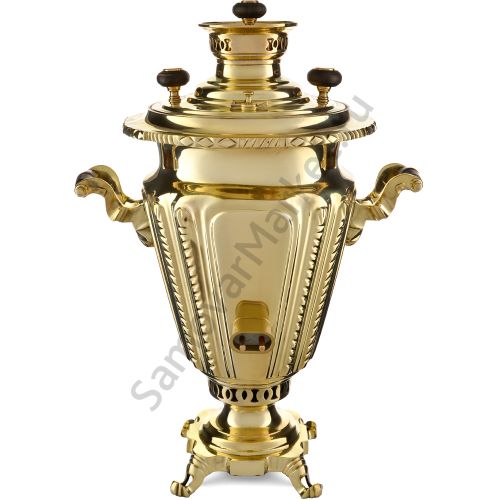 Самовар антикварный комбинированный 5,5 литров формы «Рюмка гранная» Баташева, золотой