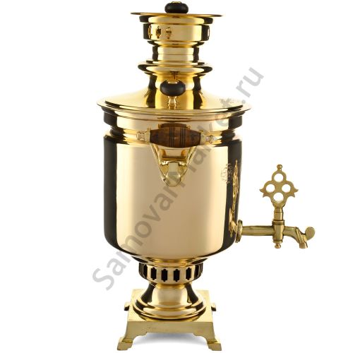 Самовар антикварный на дровах 5 литров формы «Банка» Баташева с медалями, золотой 