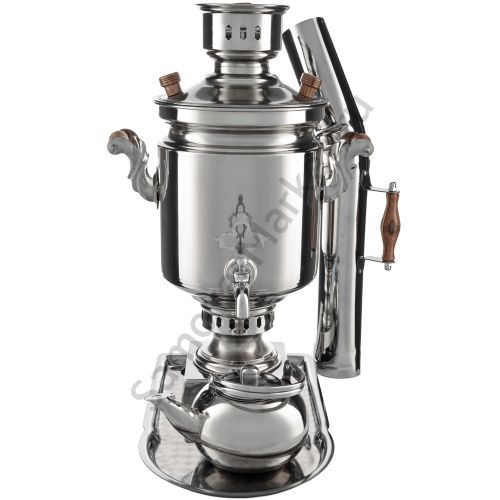 Самовар на дровах из нержавейки 5 литров формы «Банка» в наборе из 4 предметов ( труба в подарок)