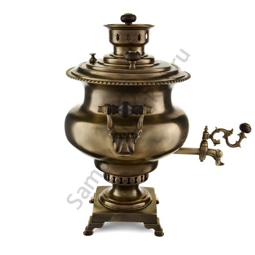 Самовар антикварный на дровах 7,5 литра формы «Репка» Капырзина с трубой,травление по латуни, уценка