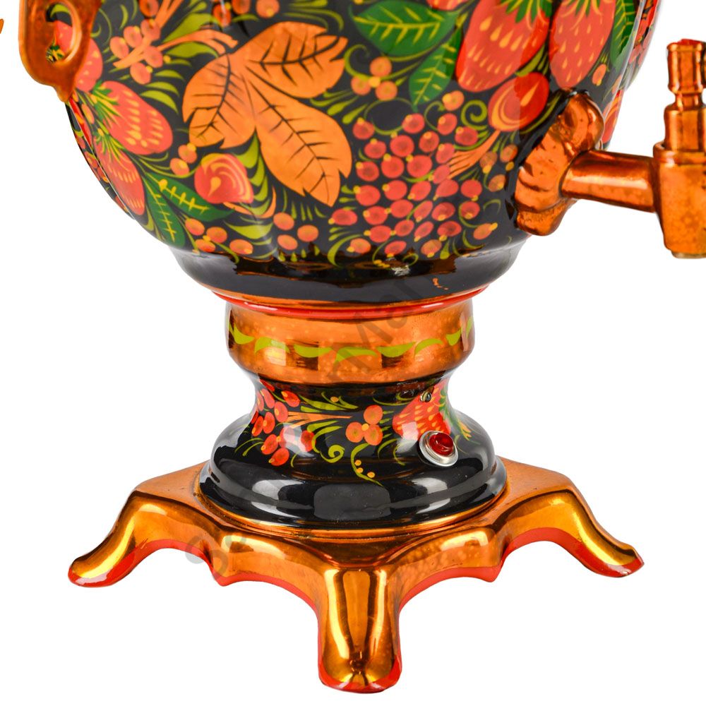 Самовар электрический 3 л с автоотключением, худ. росп. «Хохлома с ягодами в зелени» формы «Жёлудь» Самовар электрический 3 л с автоотключением, худ. росп. «Хохлома с ягодами в зелени» формы «Жёлудь»