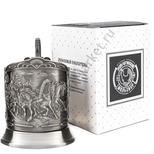 Подстаканник никелированный с чернью «Тройка»