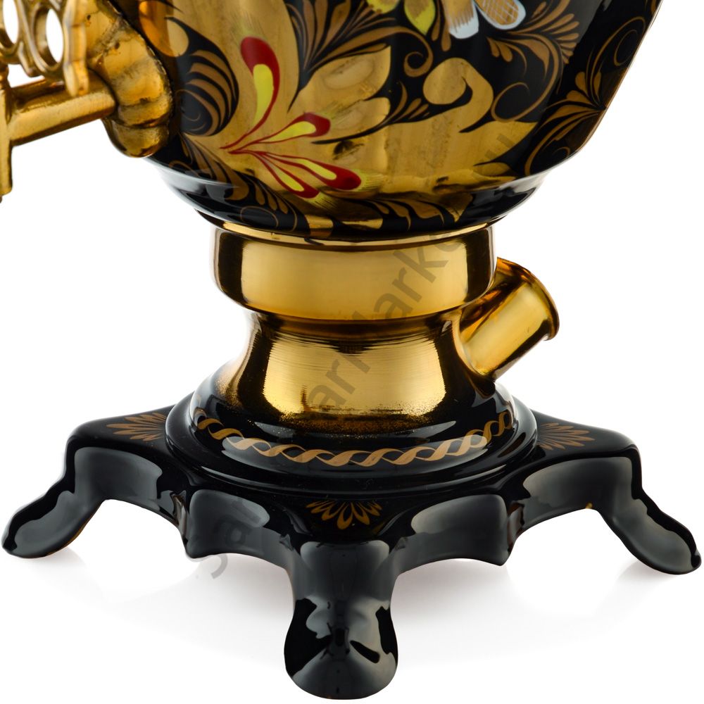 Самовар электрический 2 литра с художественной росписью «Кудрина чёрная» формы «Чаша» Самовар электрический 2 литра с художественной росписью «Кудрина чёрная» формы «Чаша»