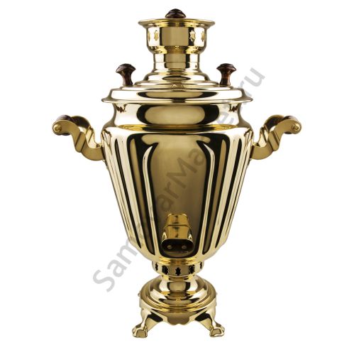 Самовар комбинированный 5 литров формы «Рюмка гранная», золотой, категория «Люкс»
