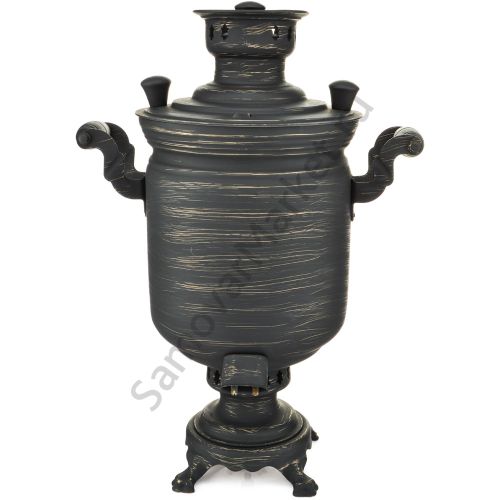 Самовар комбинированный 5 литров формы «Банка» золотые нити в патине, категория «Эксклюзив»