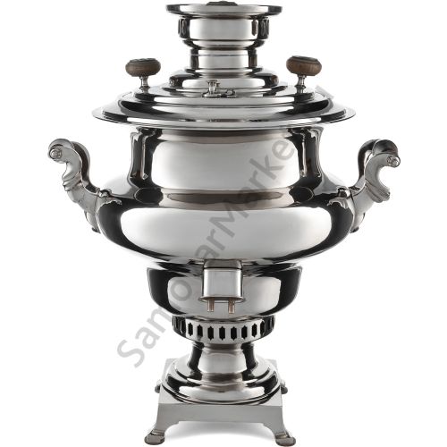 Самовар антикварный комбинированный 5 литров формы «Репка» Соловьёва, серебристый