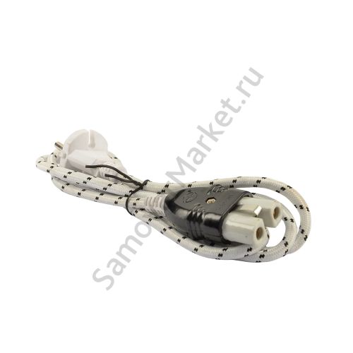 Шнур для электрического самовара в оплётке, керамический 2-х контактный разъём