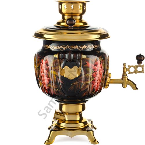 Самовар электрический 3 литра с художественной росписью «Красная смородина» формы «Овал»