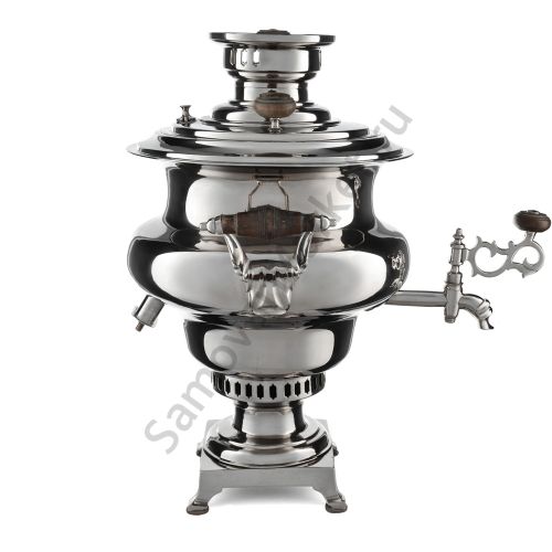 Самовар антикварный комбинированный 5 литров формы «Репка» Соловьёва, серебристый