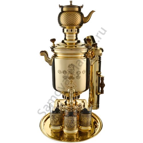 Самовар антикварный на дровах 7 литров формы «Банка» Н.И. Баташева с медалями из 10 предметов
