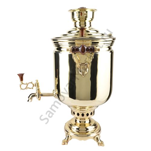 Самовар на дровах 7 литров формы «Банка», литьё, золотой, категория «Люкс»