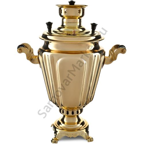 Самовар на дровах 5 литров формы «Рюмка гранная», золотой, категория «Дачный»