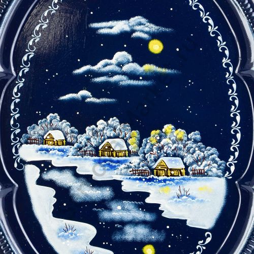 Поднос для самовара с художественной росписью «Зима»