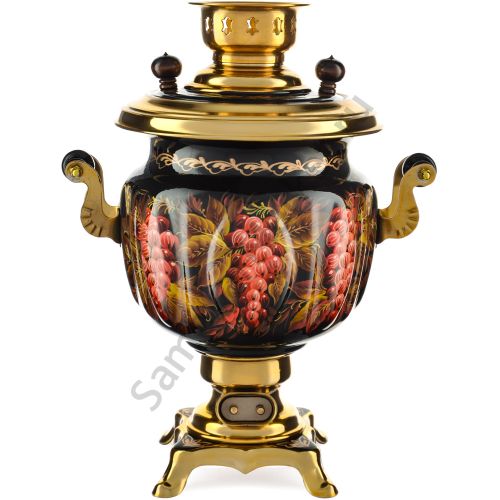 Самовар электрический 3 литра с художественной росписью «Красная смородина» формы «Овал»