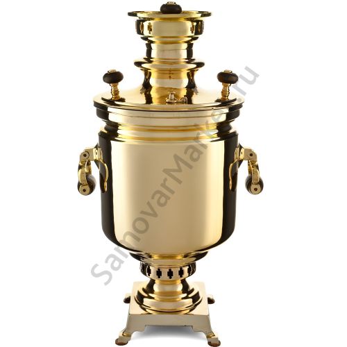 Самовар антикварный на дровах 5,5 литров формы «Банка» Баташева с медалями, золотой 