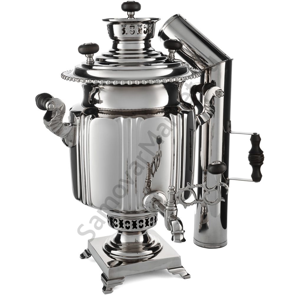 Самовар антикварный комбинированный 5,5 литров формы «Фонарь» Бр. Шемариных, с трубой, серебристый Самовар антикварный комбинированный 5,5 литров формы «Фонарь» Бр. Шемариных, с трубой, серебристый