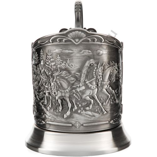 Подстаканник никелированный с чернью «Тройка»