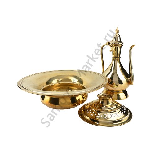 Умывальник с чашей, антикварный для умывания и мытья рук, латунный