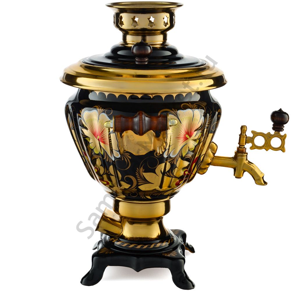 Самовар электрический 2 литра с художественной росписью «Кудрина чёрная» формы «Чаша» Самовар электрический 2 литра с художественной росписью «Кудрина чёрная» формы «Чаша»