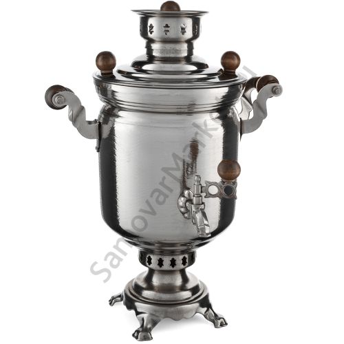 Самовар на дровах 5 литров формы «Банка с вибронакаткой», серебристый, категория «Дачный»