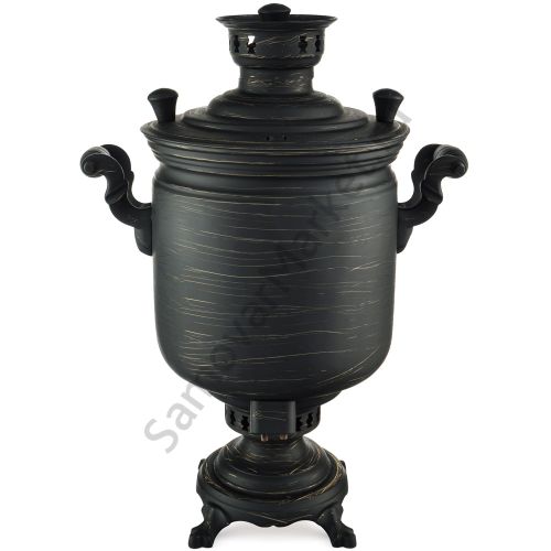 Самовар комбинированный 7 литров формы «Банка» литьё,  золотые нити в патине, категория «Эксклюзив»