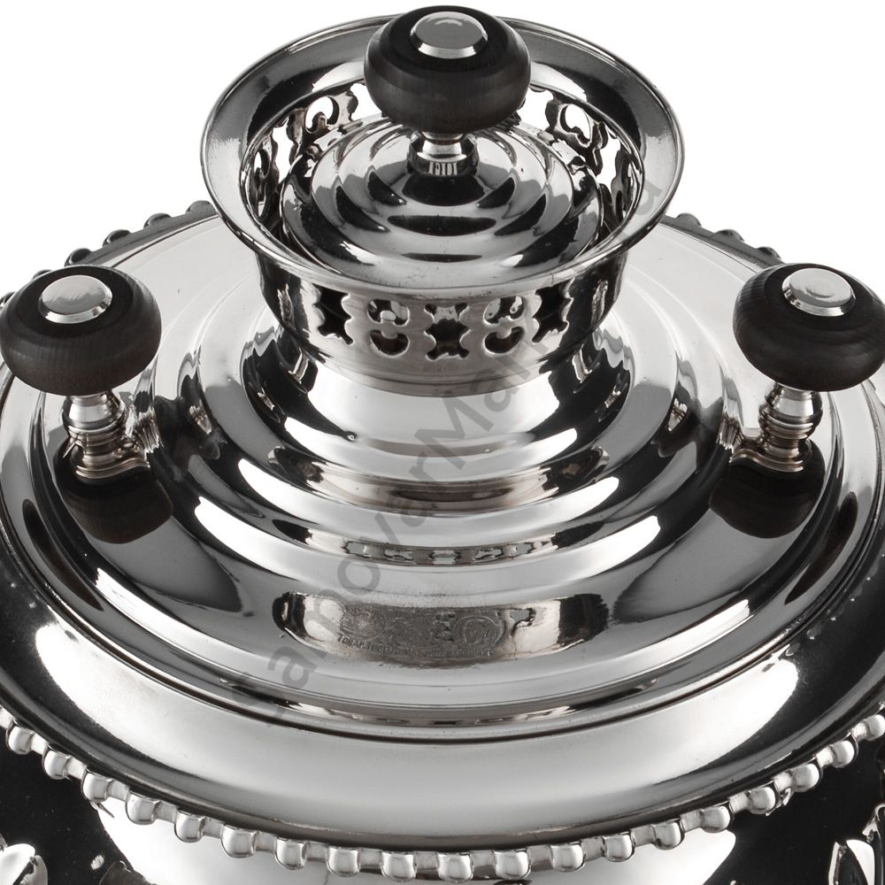 Самовар антикварный комбинированный 5,5 литров формы «Фонарь» Бр. Шемариных, с трубой, серебристый Самовар антикварный комбинированный 5,5 литров формы «Фонарь» Бр. Шемариных, с трубой, серебристый