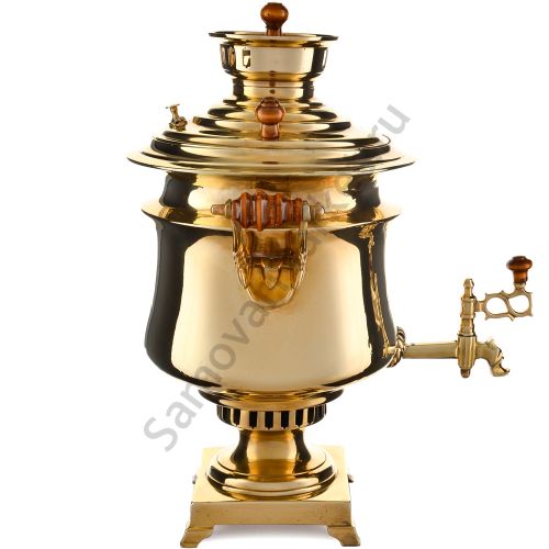 Самовар антикварный на дровах 5 литров формы «Полуваза», золотой