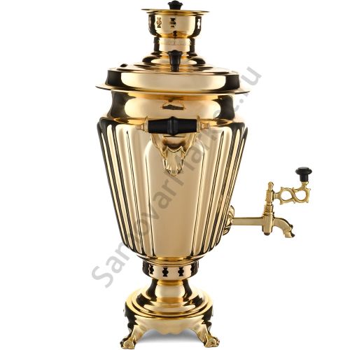 Самовар на дровах 7 литров формы «Рюмка гранная», золотой, категория «Дачный»