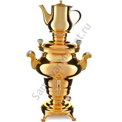 Самовар элекрический 5 литров формы «Дуля» с чайником, BEEM, позолоченный, категория «Эксклюзив»
