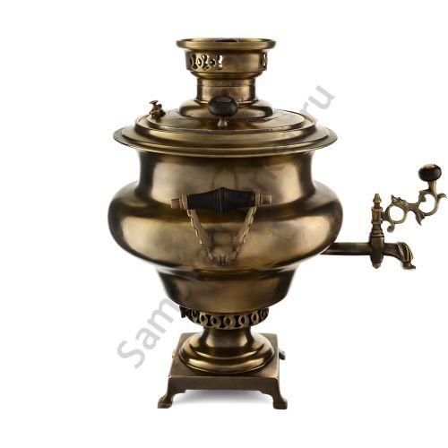 Самовар антикварный электрический 8 литров формы «Репка» Баташева, травление по латуни