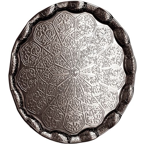 Поднос для самовара круглый, цвета «Патинированной латуни», рельефный