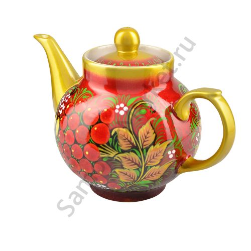 Чайник заварочный для самовара с художественной росписью «Птица в рябине»