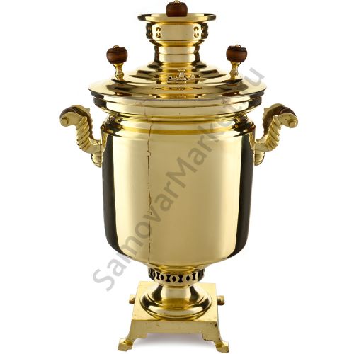 Самовар антикварный на дровах 10 литров формы «Банка» Н.И. Баташева с медалями, золотой