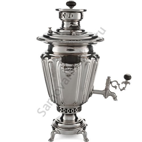 Самовар антикварный на дровах 4 литра формы «Рюмка гранная» Тулякова, серебристый