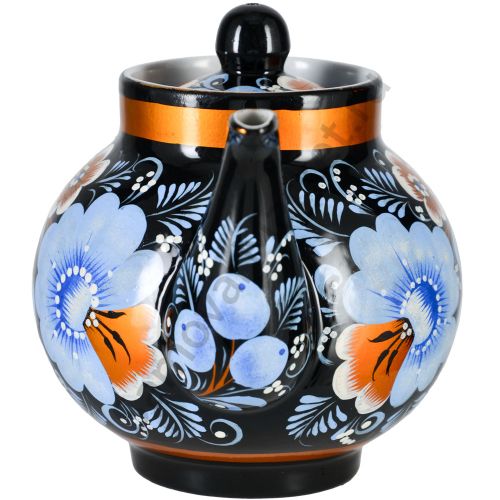 Чайник заварочный для самовара с художественной росписью «Голубые цветы»