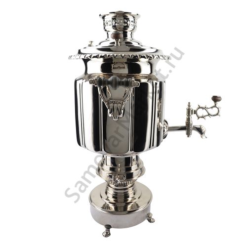 Самовар антикварный жаровой на спирте 9 литров формы «Фонарь» Б.Г. Тейле, серебристый