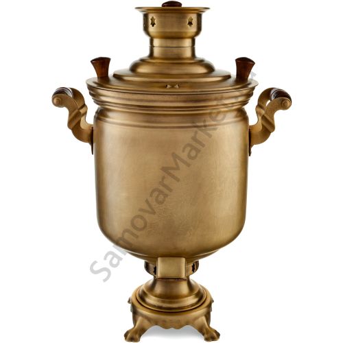 Самовар комбинированный на 7 литров формы «Банка», травление по латуни, категория «Эксклюзив» 