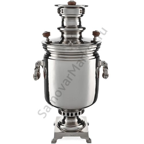 Самовар антикварный на дровах 6 литров формы «Банка» Н.И. Баташева с медалями, серебристый