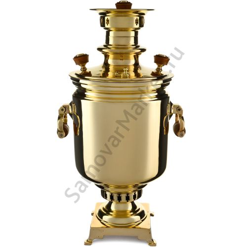Самовар антикварный на дровах 6,5 литров формы «Банка» Н.И. Баташева с медалями, золотой
