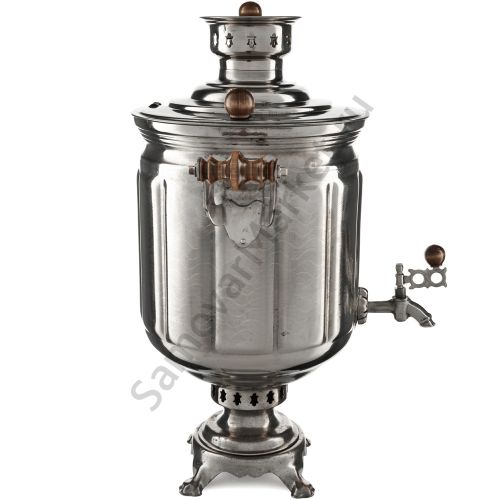 Самовар на дровах 8 литров формы «Банка гранная», серебристый, категория «Дачный»