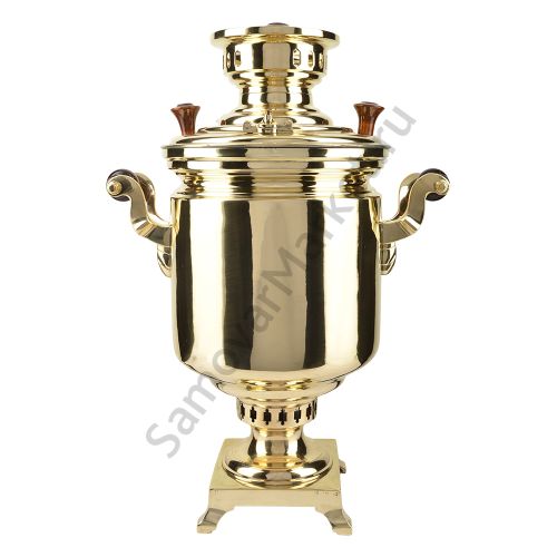 Самовар антикварный на дровах 5 литров формы «Банка», ТПЗ, литьё, золотой, категория «Люкс»